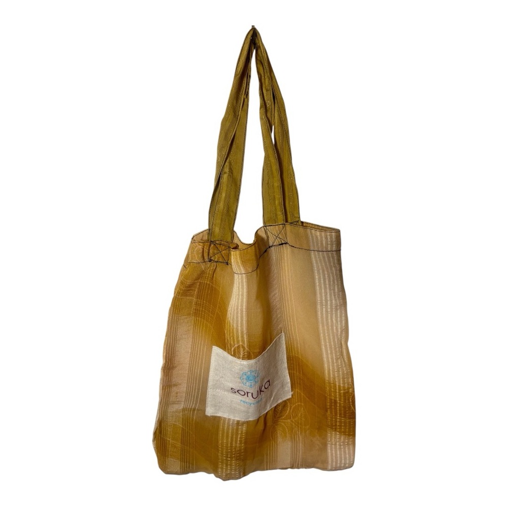 SORUKA Upcycled Silk Gold Tote Bag - Picture 3 of 5